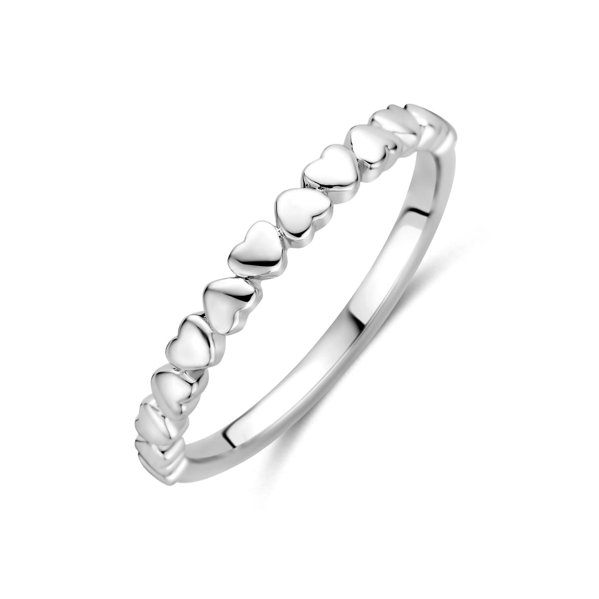 Ring hartjes zilver gerhodineerd