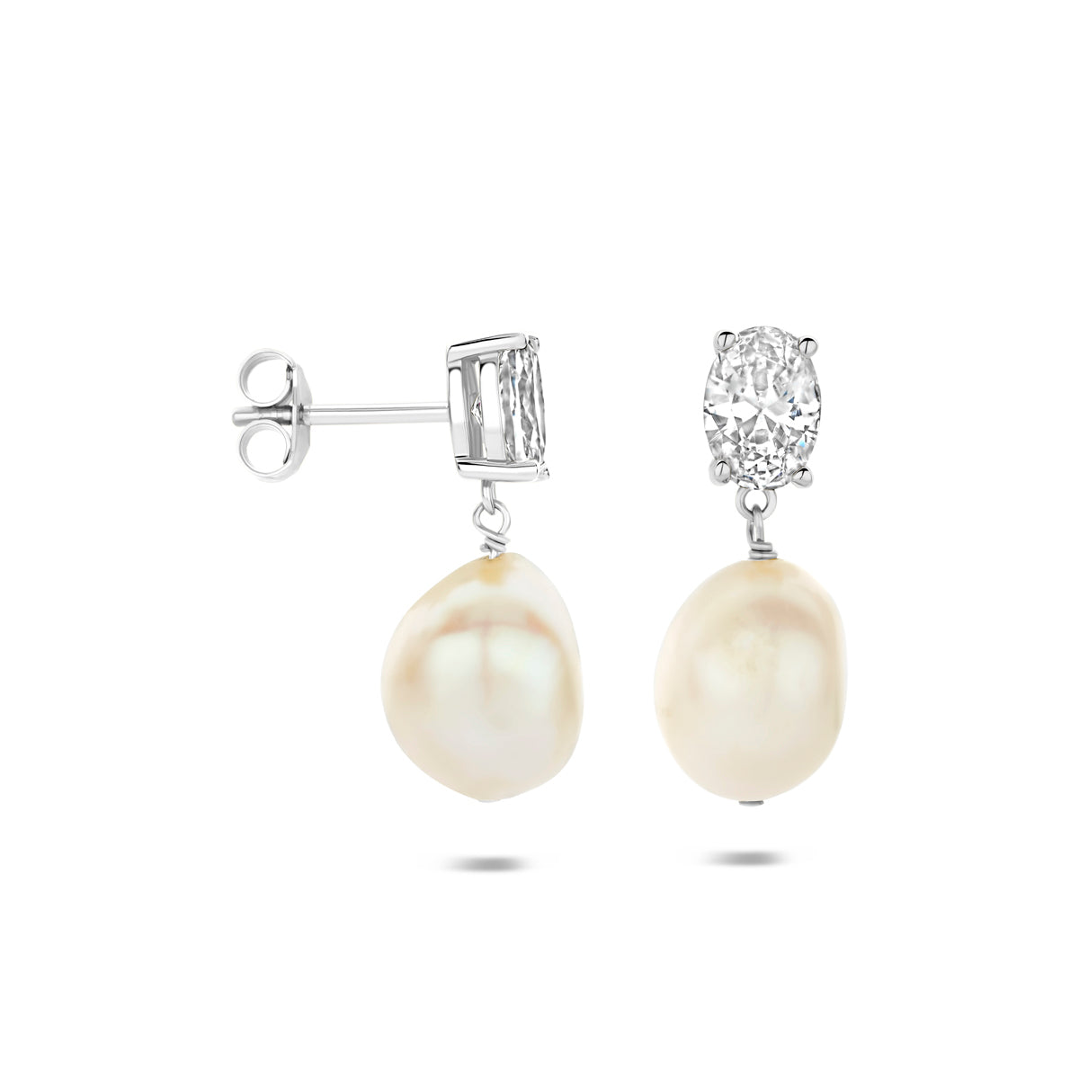 Fantasy Collection Oorhangers parel en zirkonia zilver gerhodineerd 21 mm - afbeelding 3