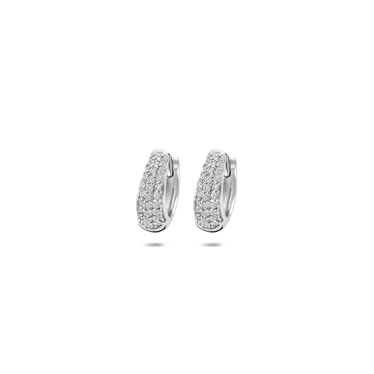 Fantasy Collection Klapoorringen zirkonia buis zilver gerhodineerd 4 mm