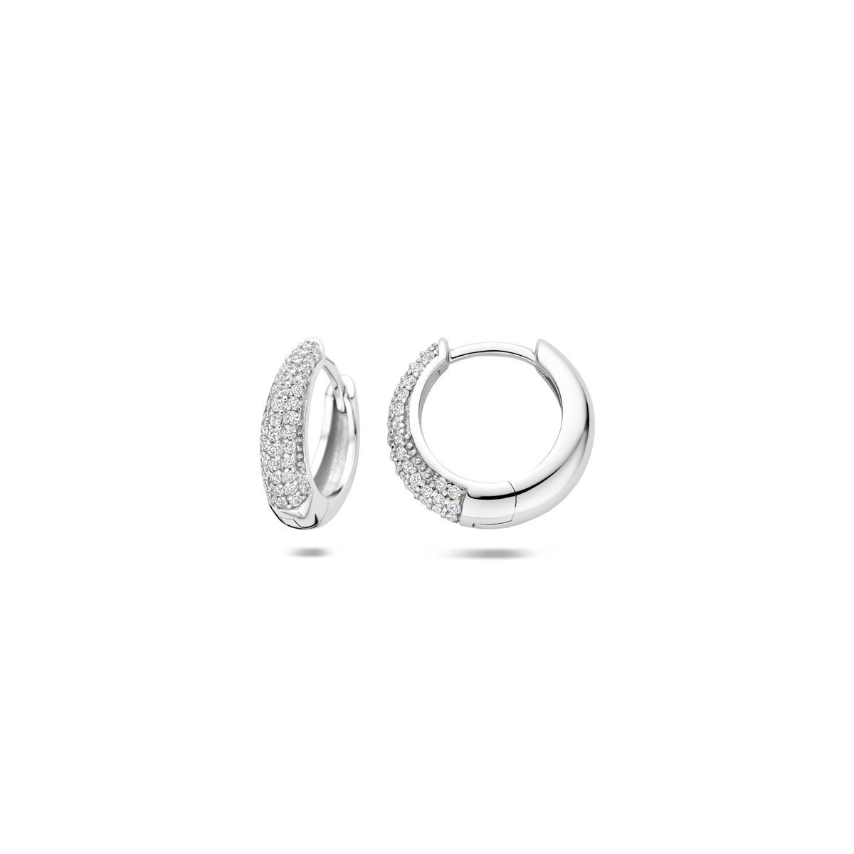 Fantasy Collection Klapoorringen zirkonia buis zilver gerhodineerd 4 mm - afbeelding 3