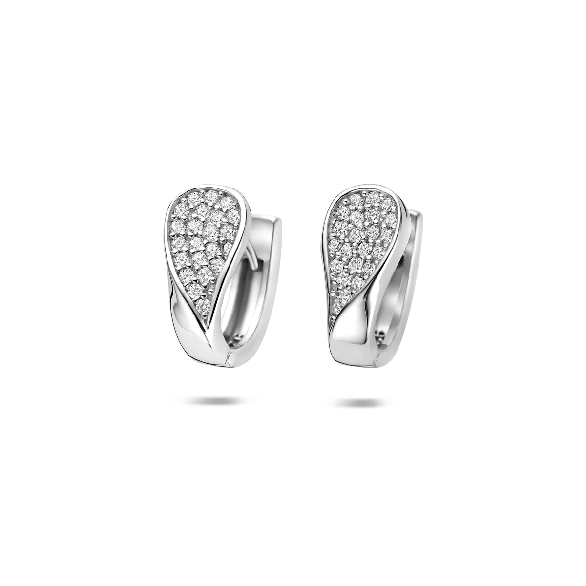 Klapoorringen zirkonia zilver gerhodineerd 14,5 mm