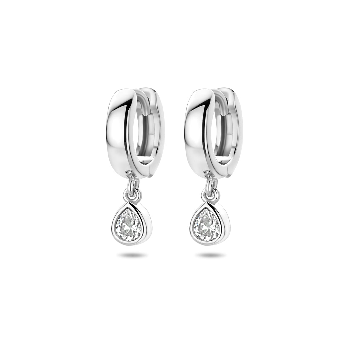 Fantasy Collection Klapoorringen zirkonia zilver gerhodineerd 18 mm