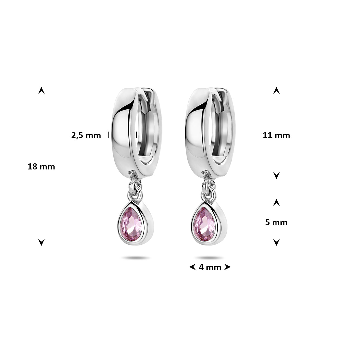 Fantasy Collection Klapoorringen zirkonia zilver gerhodineerd 18 mm - afbeelding 4
