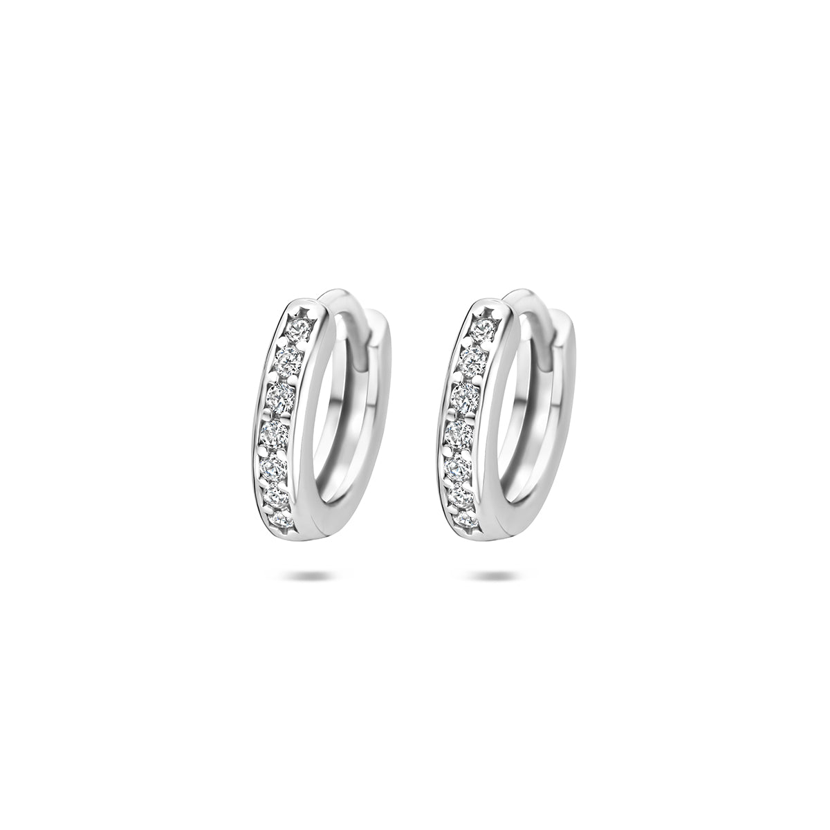 Fantasy Collection Klapoorringen zirkonia zilver gerhodineerd 13 mm