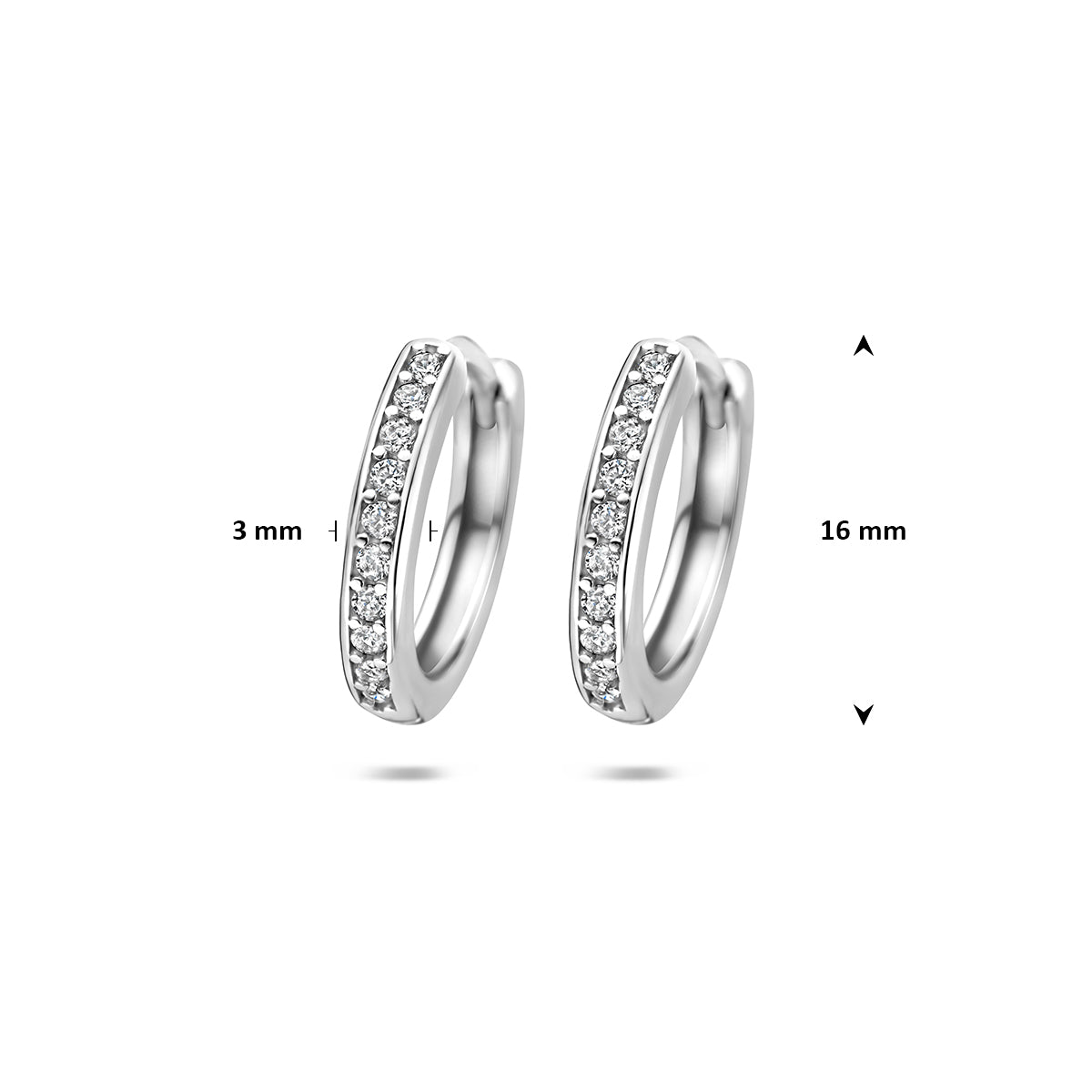 Fantasy Collection Klapoorringen zirkonia zilver gerhodineerd 16 mm - afbeelding 4