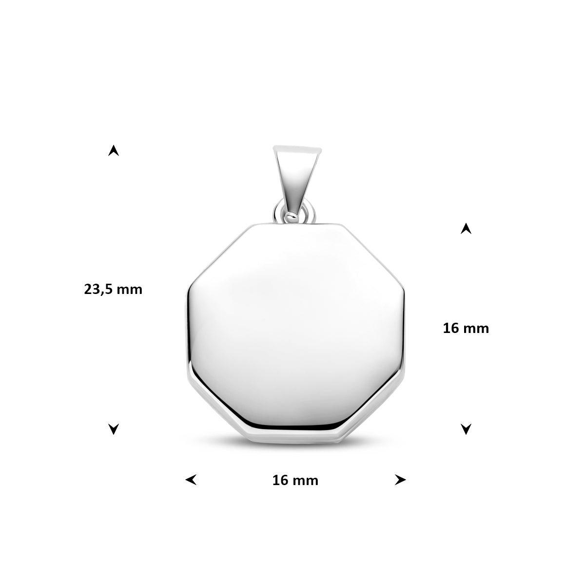 Hanger medaillon zilver gerhodineerd 16 mm