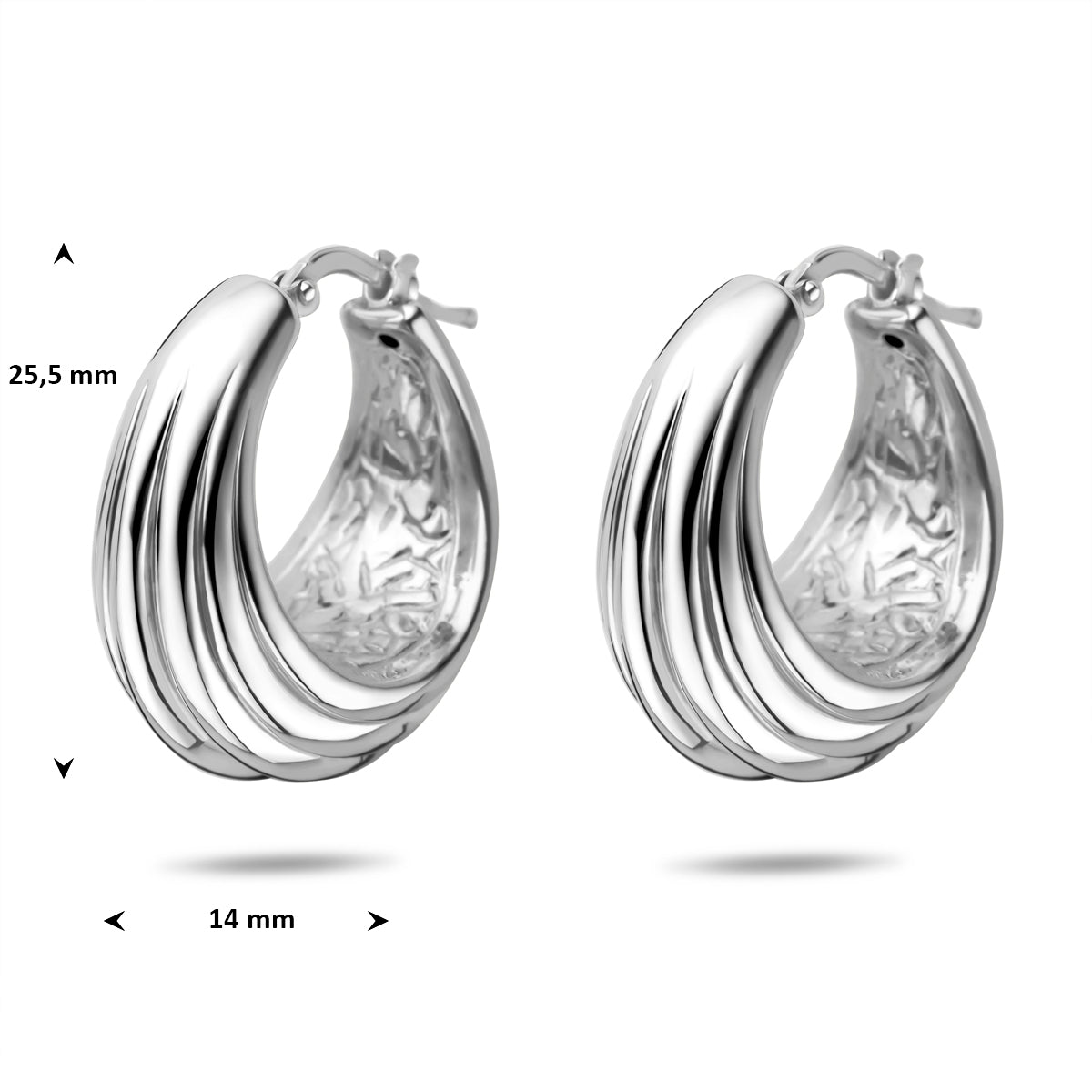 Oorringen zilver gerhodineerd 25,5 mm