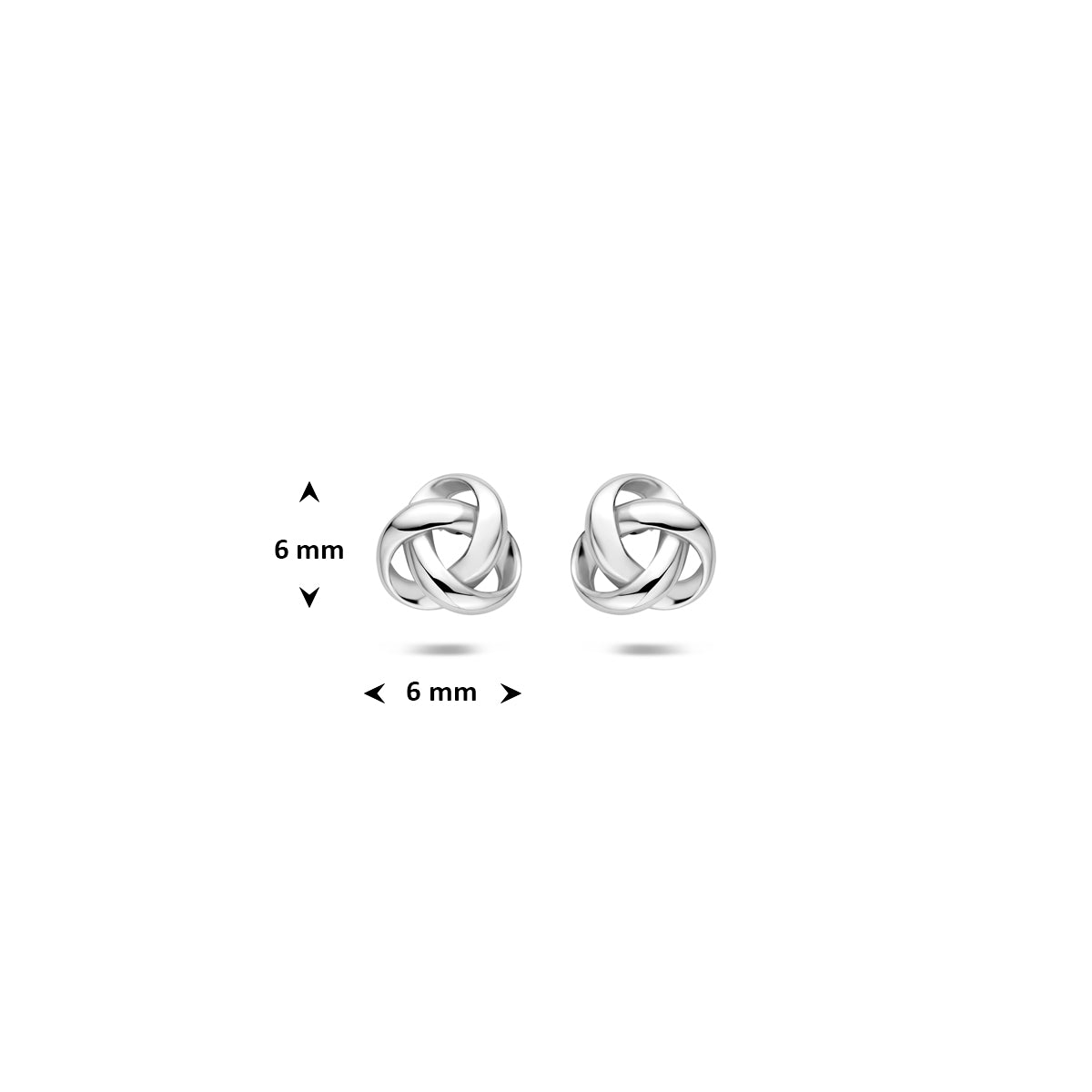 Oorknoppen knoop zilver gerhodineerd 6 mm