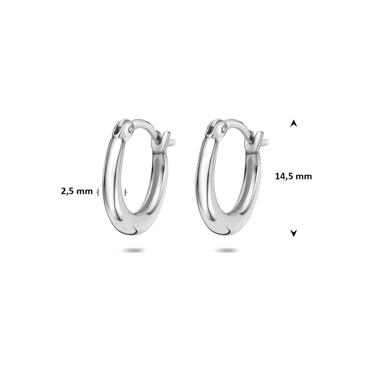 Oorringen zilver gerhodineerd 14,5 mm