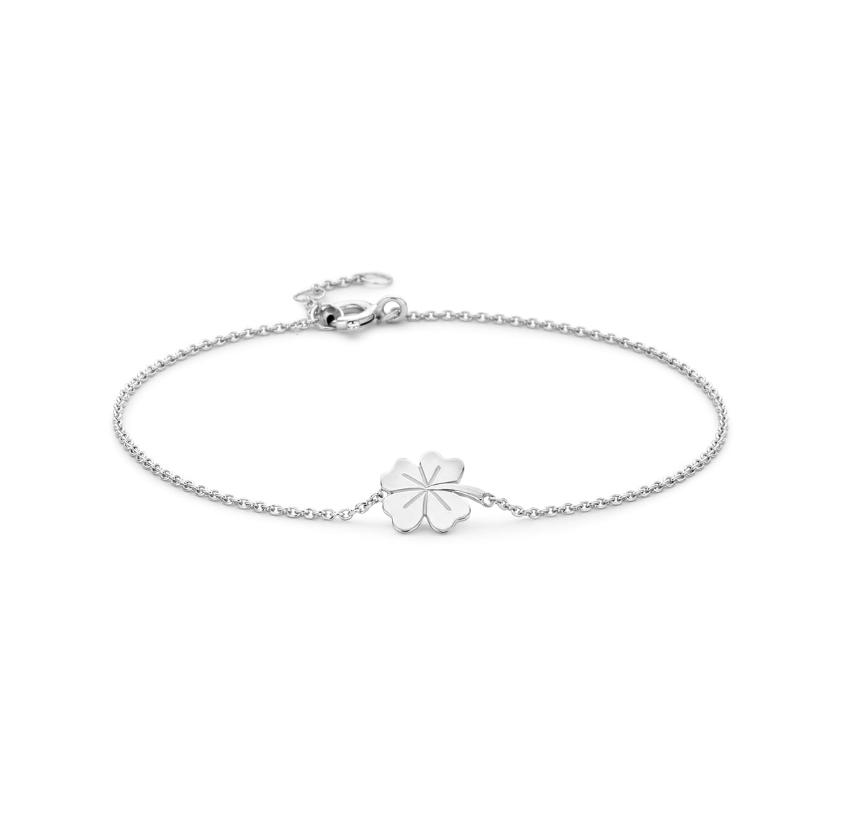 Armband klavertje zilver gerhodineerd 16,5 - 17,5 - 18,5 cm
