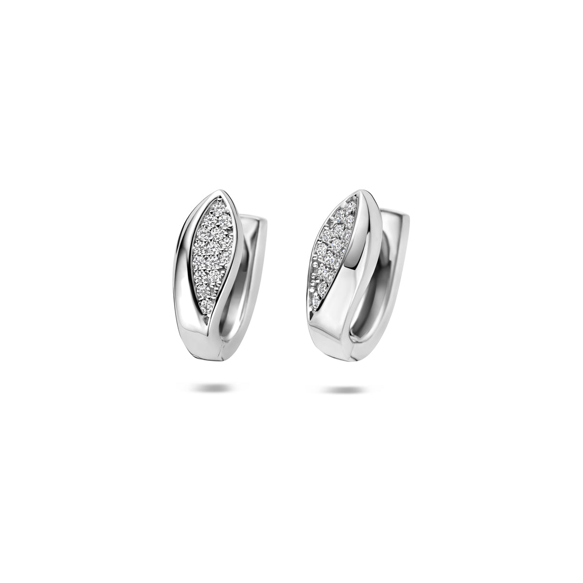 Klapoorringen zirkonia zilver gerhodineerd 14 mm