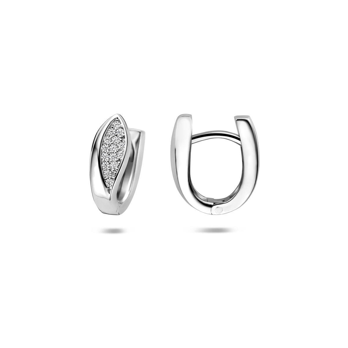 Klapoorringen zirkonia zilver gerhodineerd 14 mm