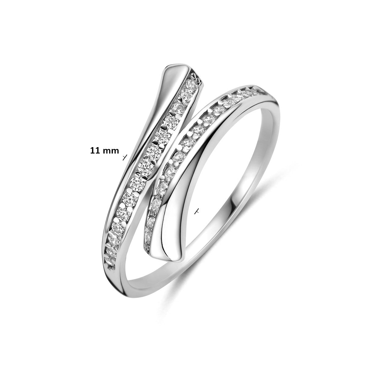 Ring zirkonia zilver gerhodineerd 11 mm