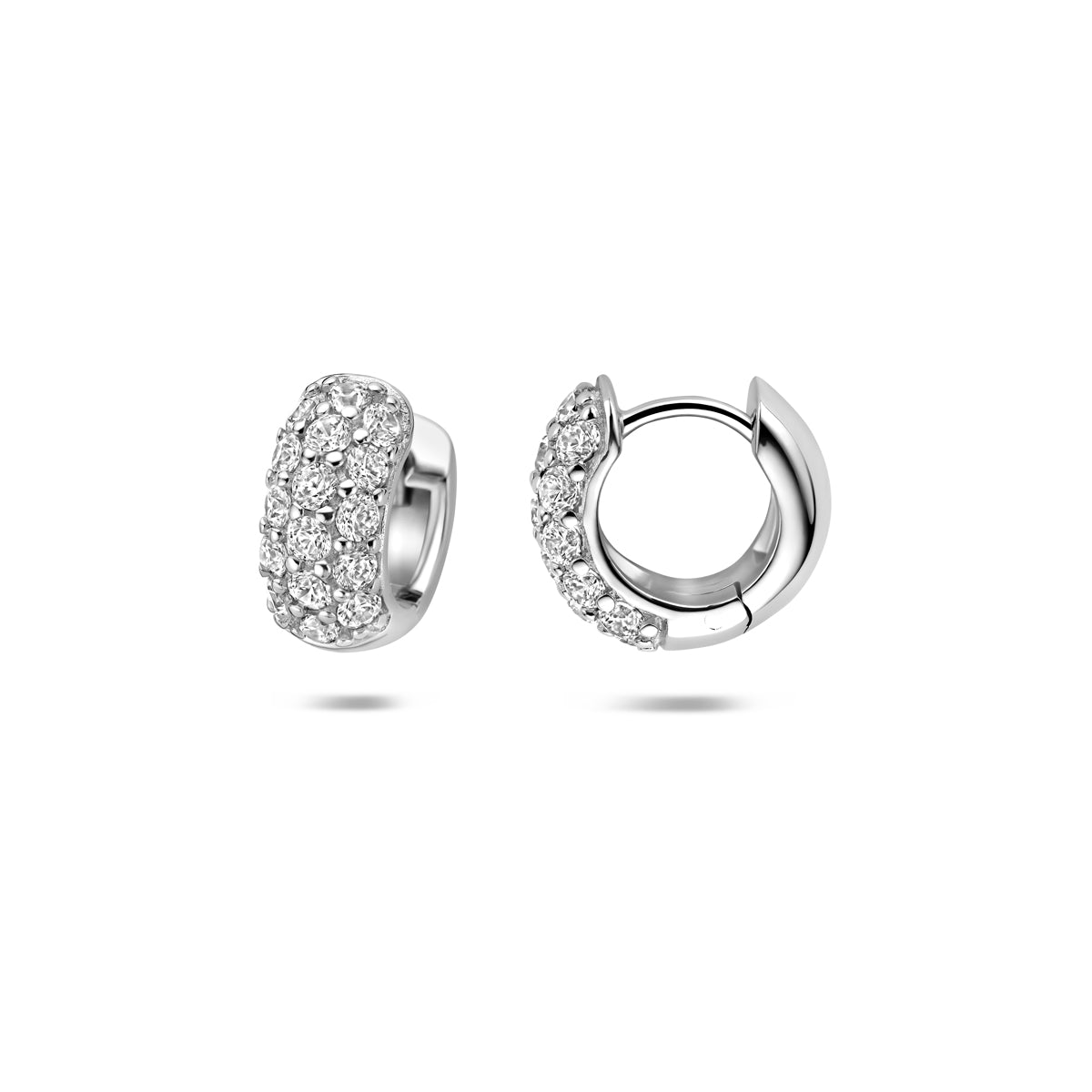 Klapoorringen zirkonia zilver gerhodineerd 12 mm