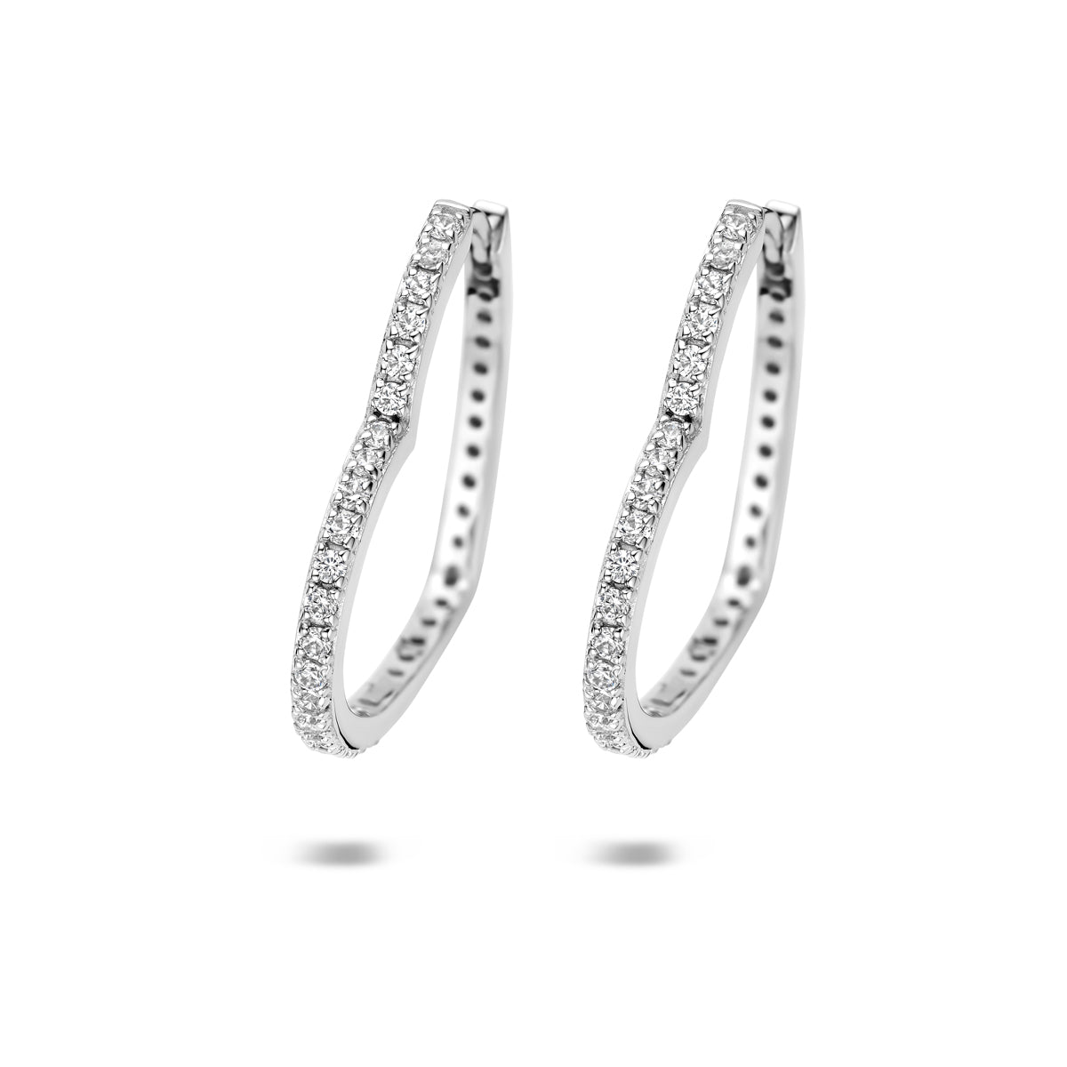 Oorringen hart zirkonia zilver gerhodineerd 25 mm