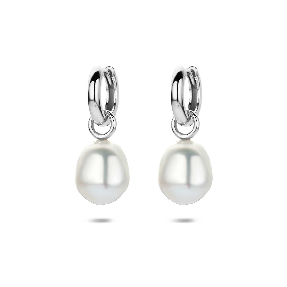 Oorringen parel zilver gerhodineerd 25 mm