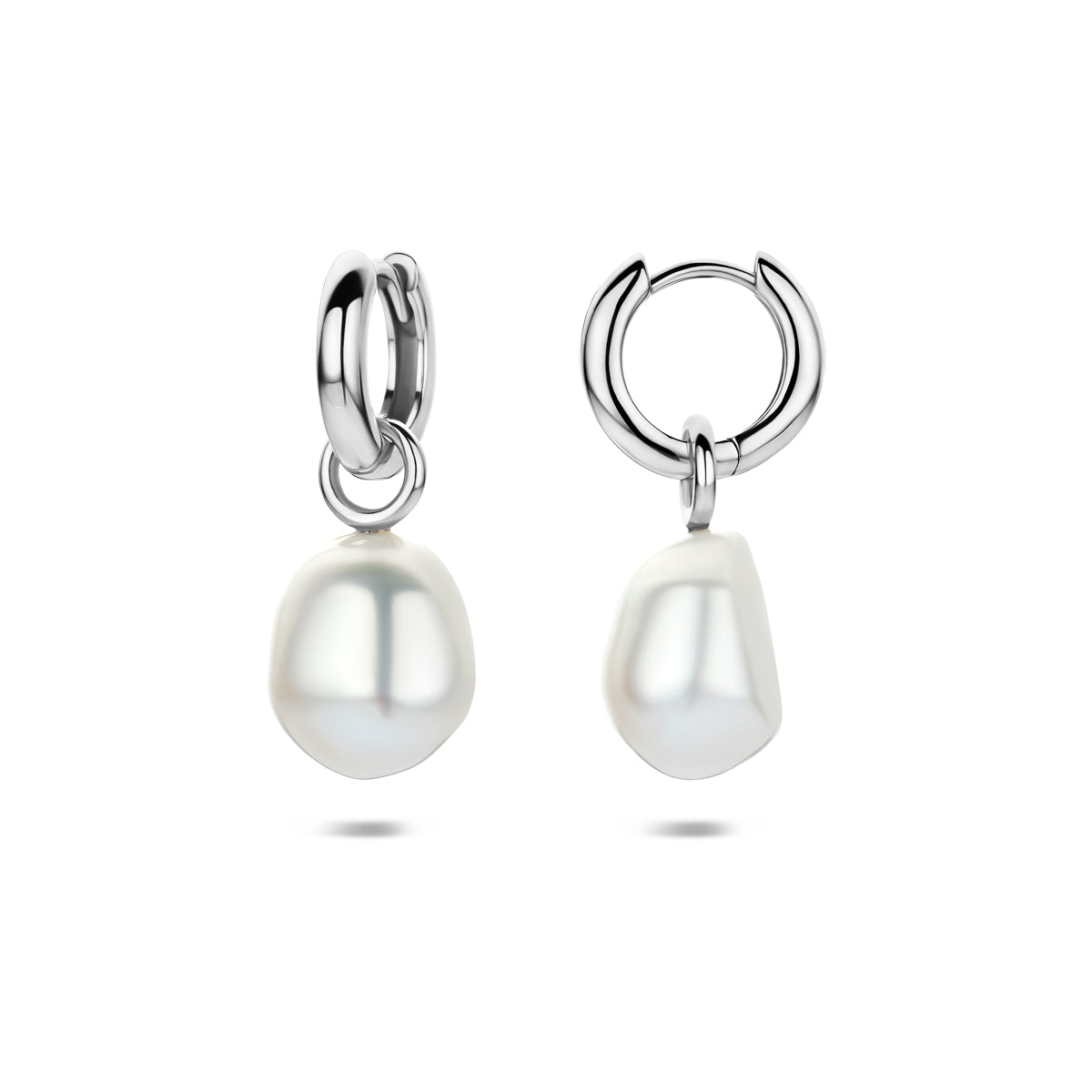 Oorringen parel zilver gerhodineerd 25 mm