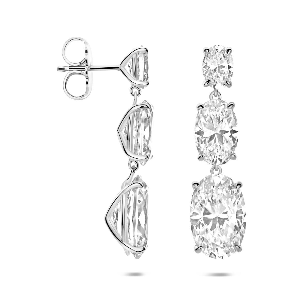 Oorhangers zirkonia zilver gerhodineerd 35 mm