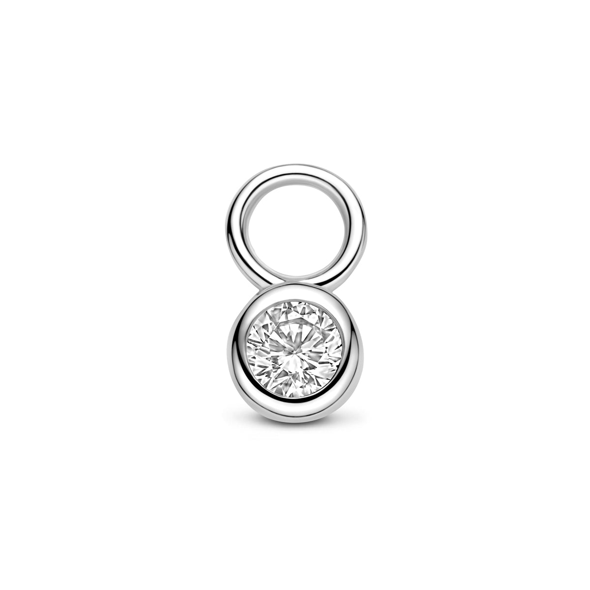 Oorringhanger zirkonia 8 mm per stuk zilver gerhodineerd