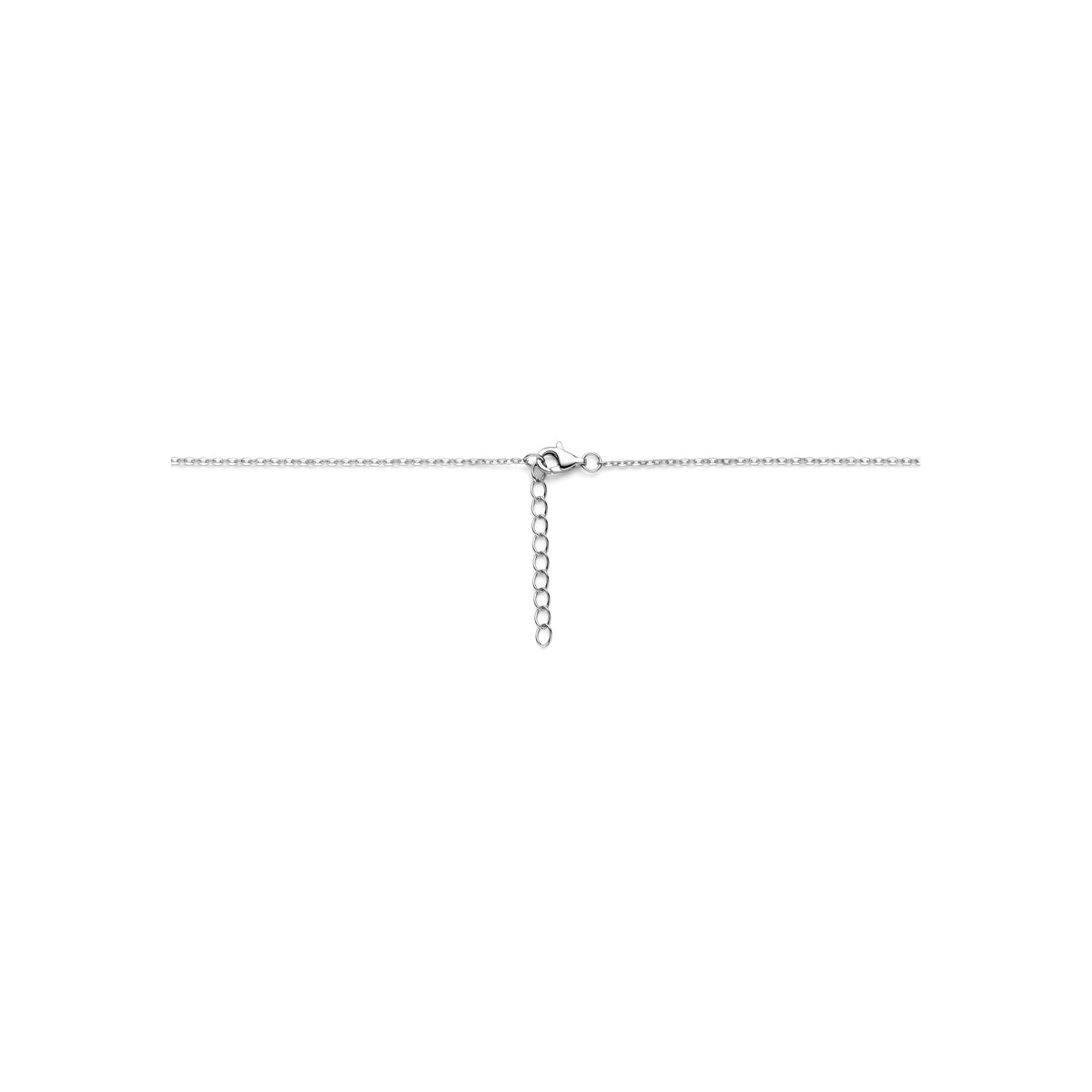 Collier parel en zirkonia zilver gerhodineerd 42 + 3 cm