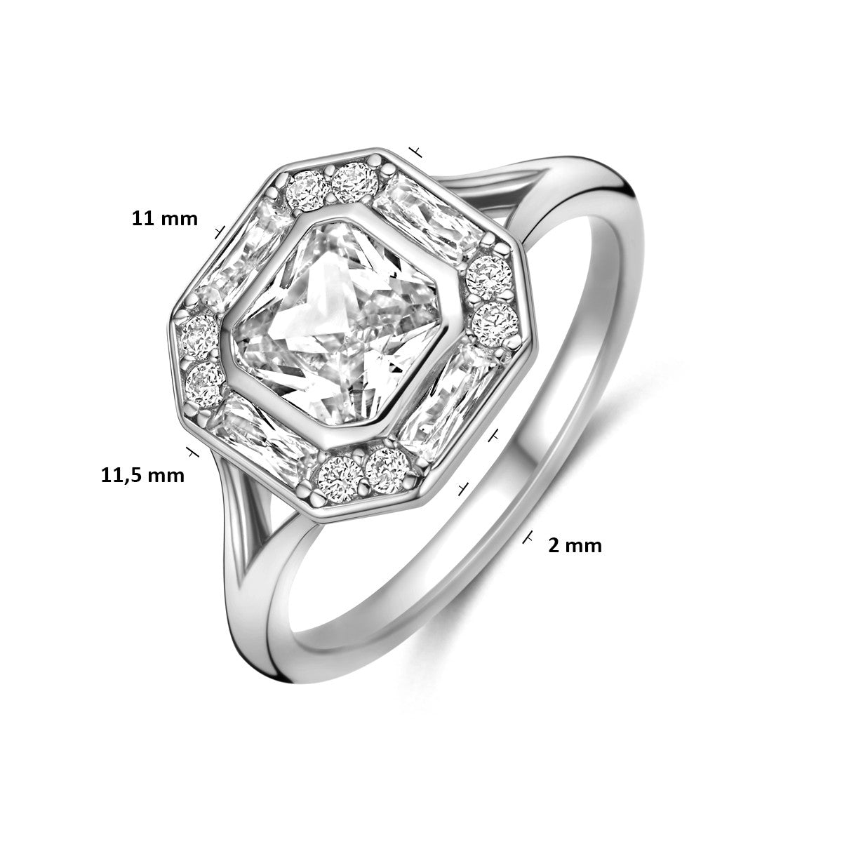 Ring zirkonia zilver gerhodineerd 11.5 mm