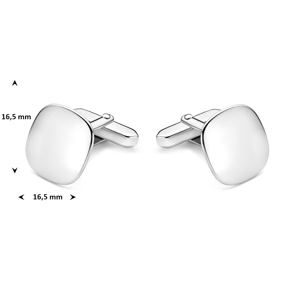 Manchetknopen manchetknoppen zilver gerhodineerd 16,5 mm