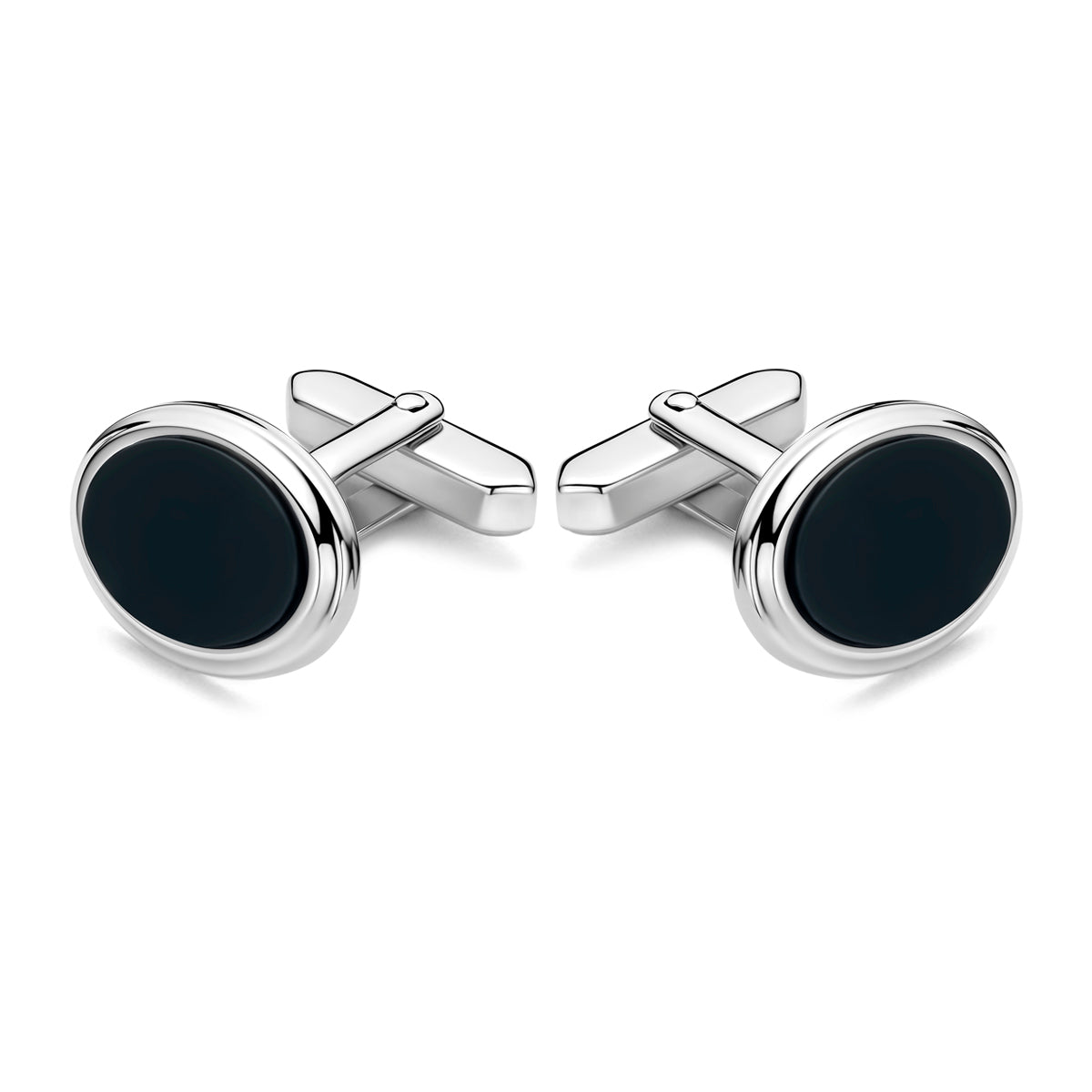 Manchetknopen manchetknoppen onyx zilver gerhodineerd 18,5 mm