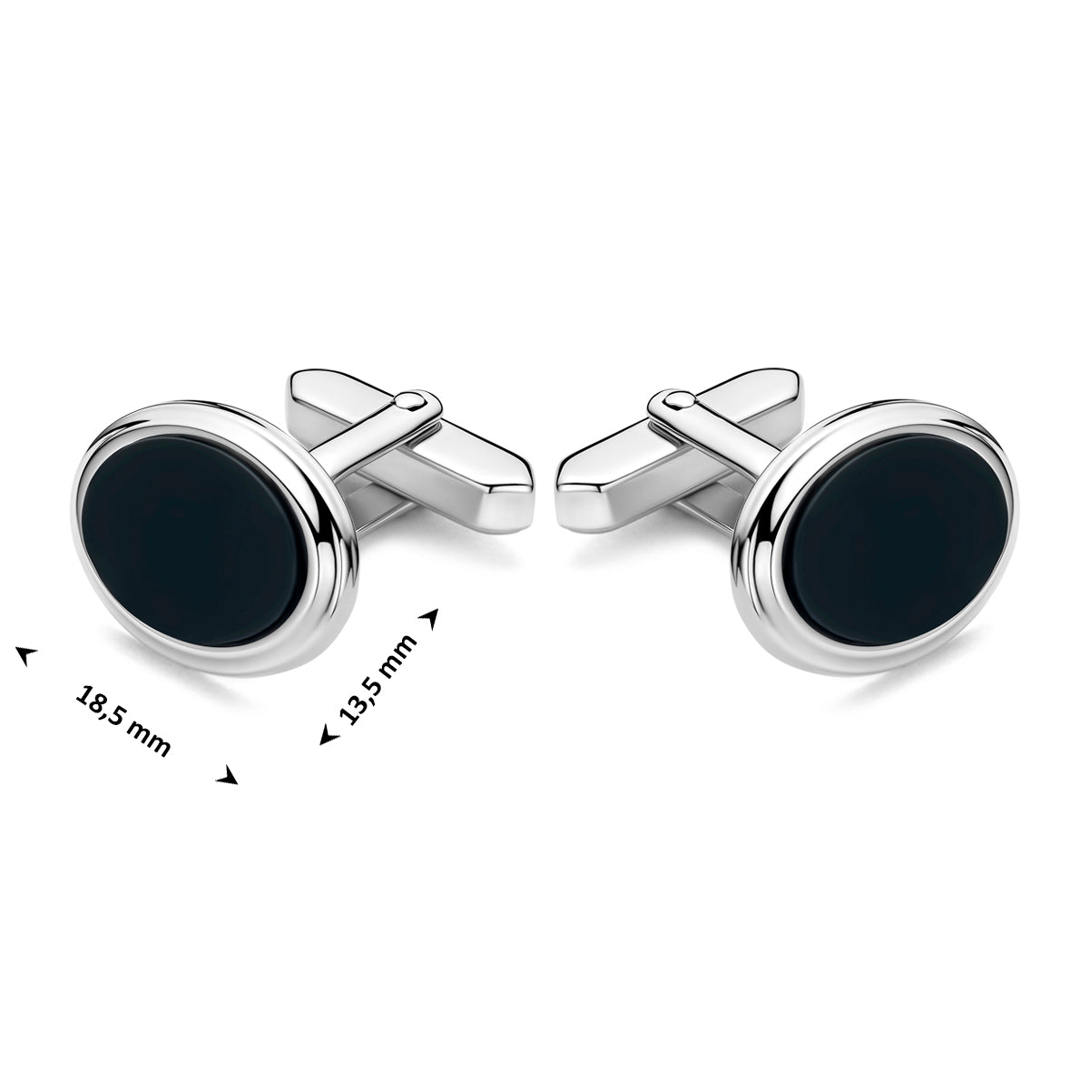 Manchetknopen manchetknoppen onyx zilver gerhodineerd 18,5 mm