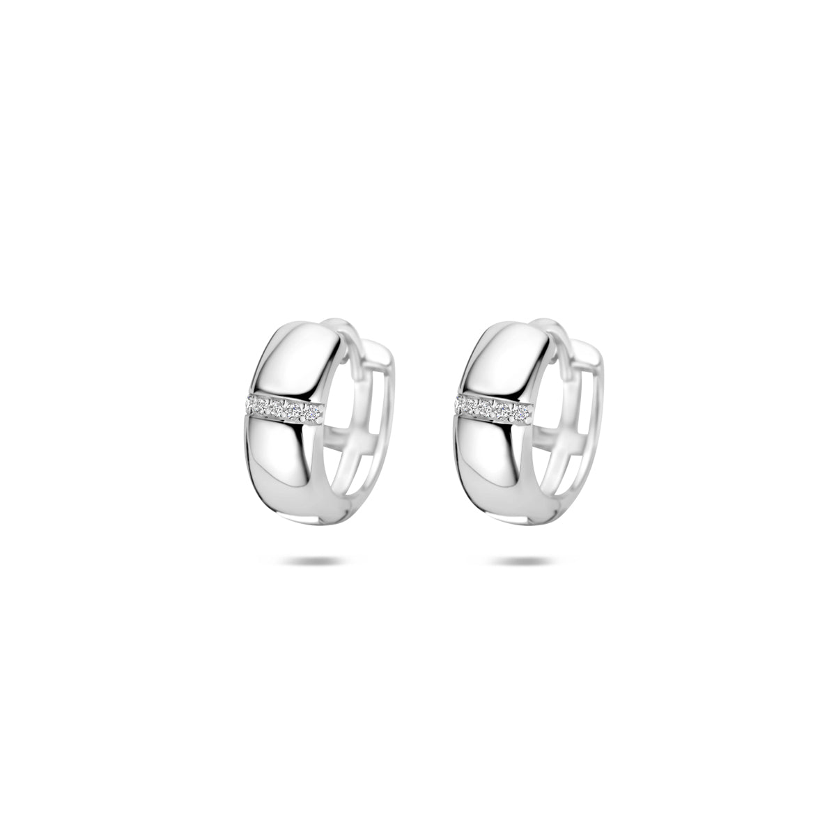 Klapoorringen zirkonia zilver gerhodineerd 13 mm