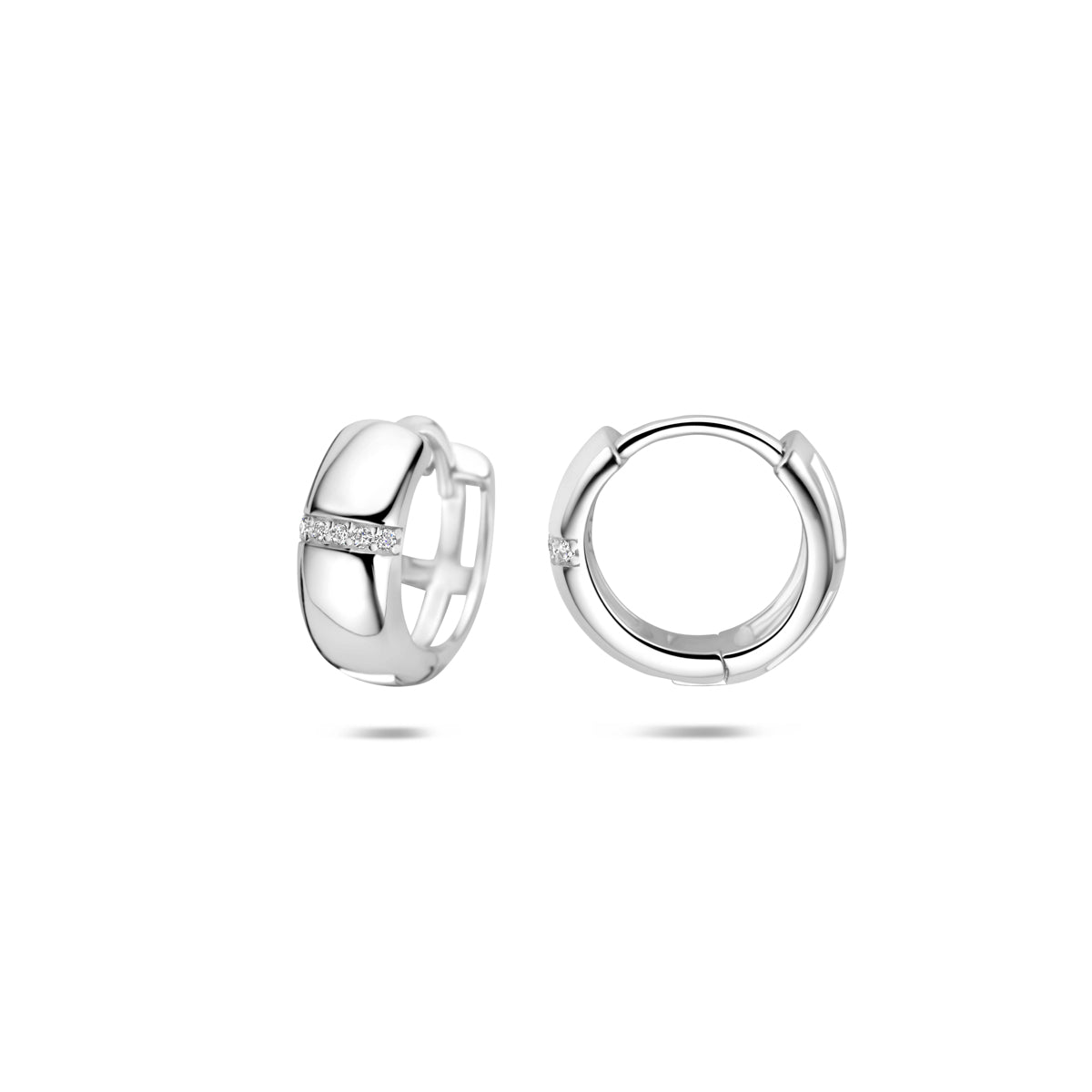 Klapoorringen zirkonia zilver gerhodineerd 13 mm
