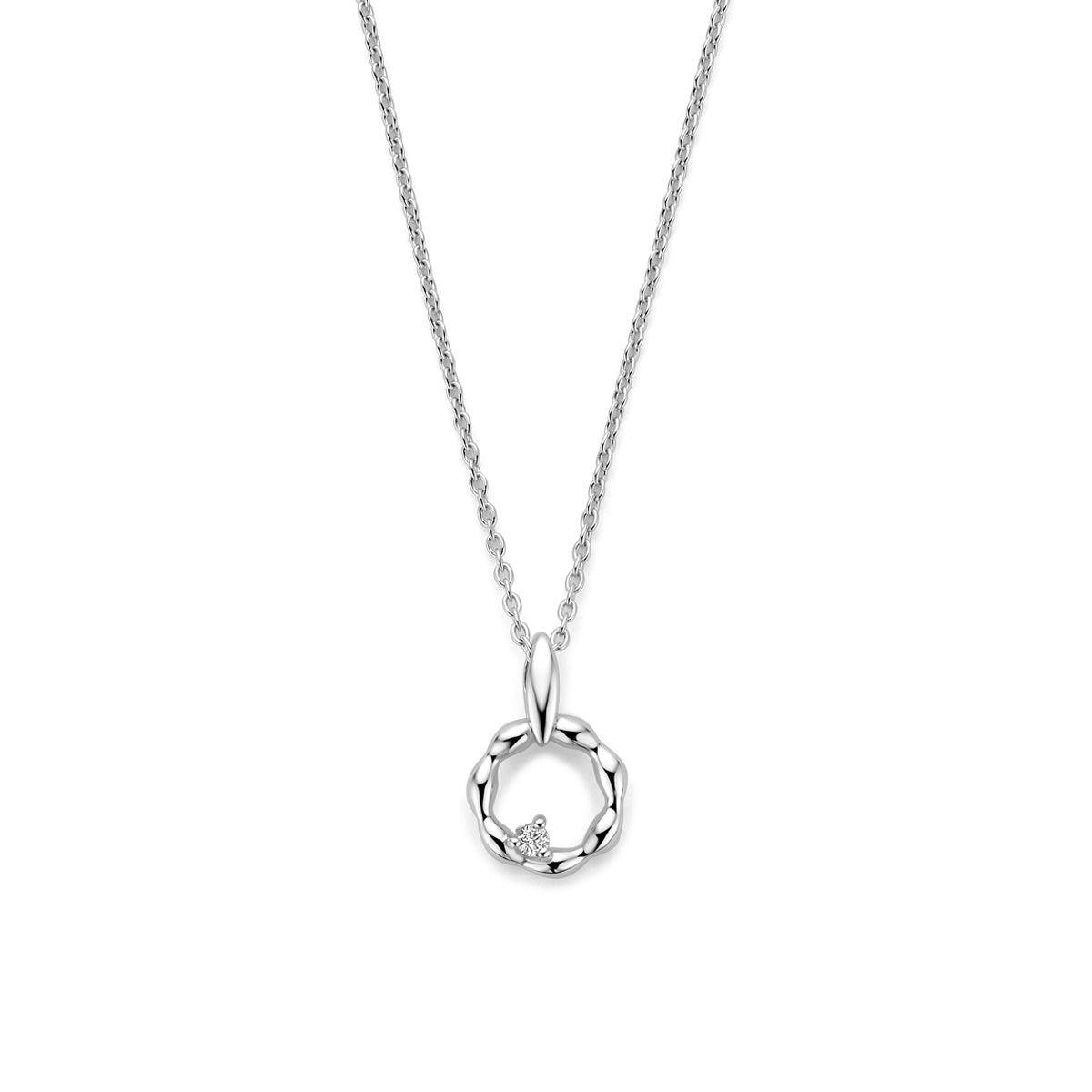 Collier zirkonia zilver gerhodineerd 41 - 43 - 45 cm wit