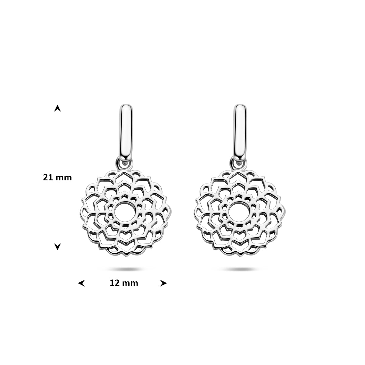 Oorhangers zilver gerhodineerd 21 mm