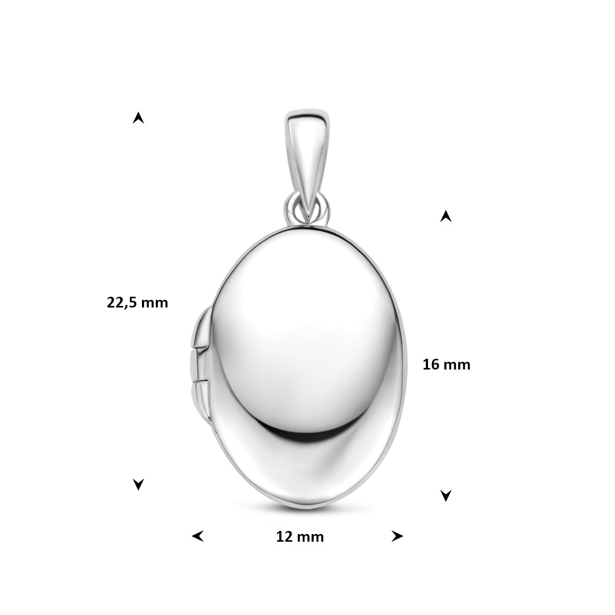 Hanger medaillon ovaal zilver gerhodineerd 16 mm