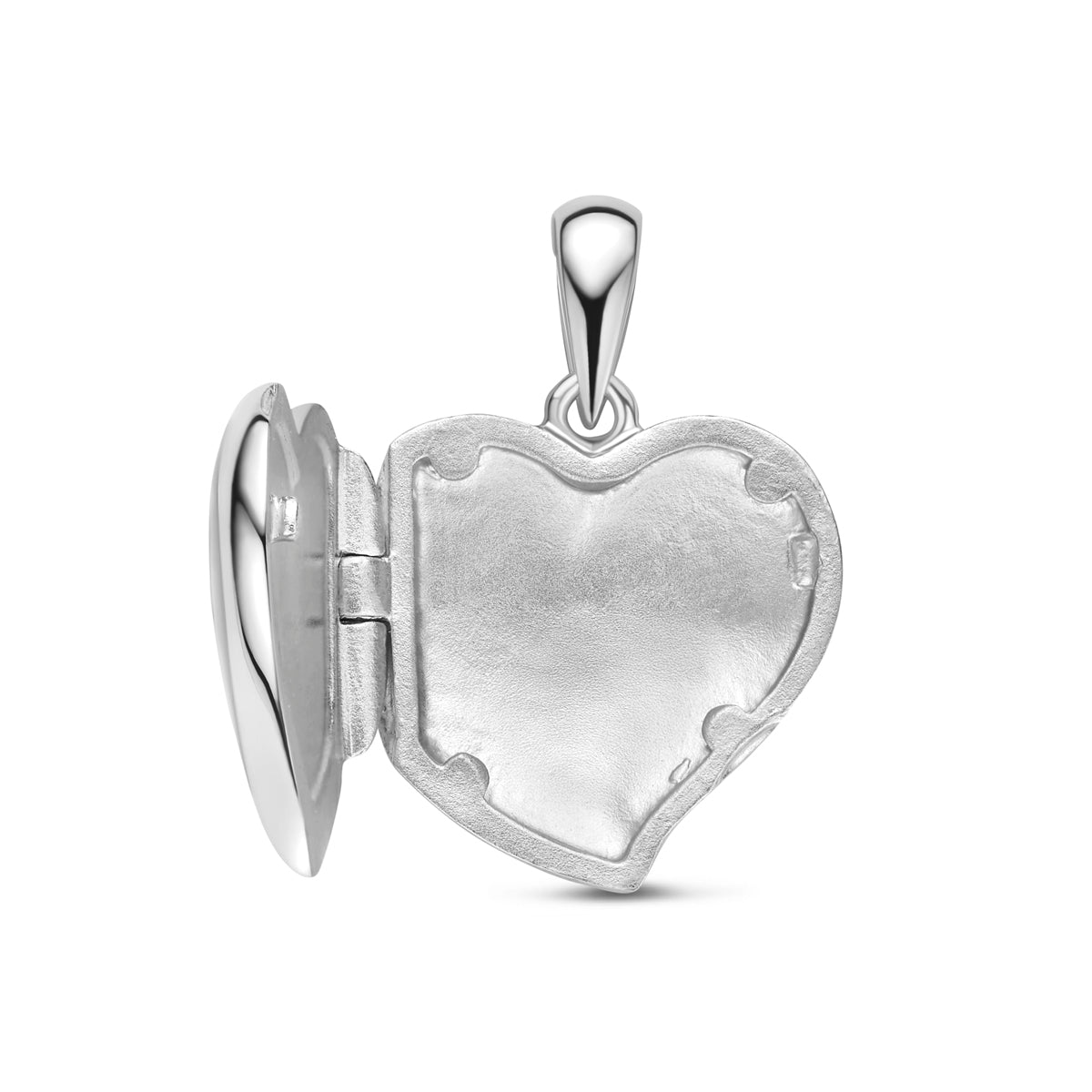 Hanger medaillon hart parelmoer zilver gerhodineerd 13 mm
