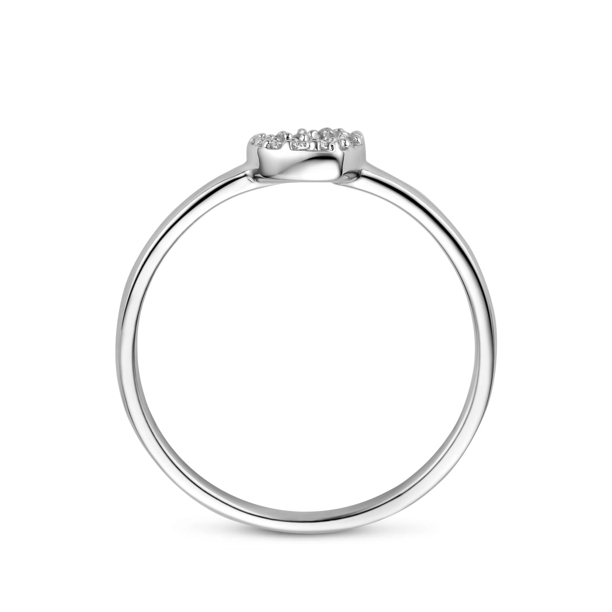 Ring hartje zirkonia zilver gerhodineerd wit