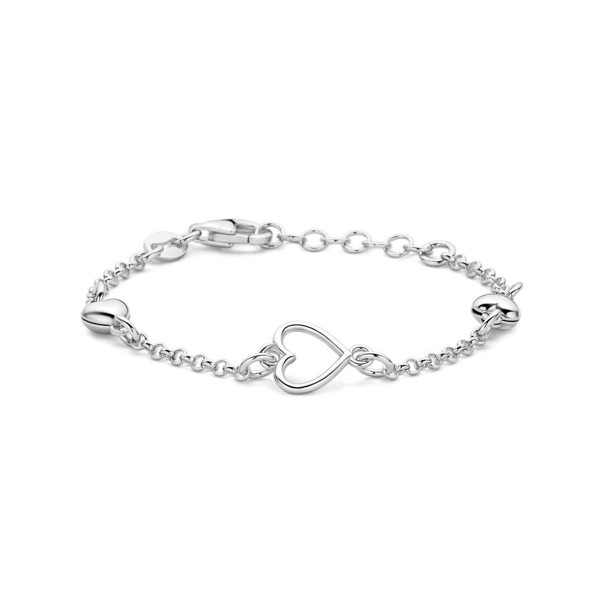 Armband hartjes zilver gerhodineerd 11 + 2 cm