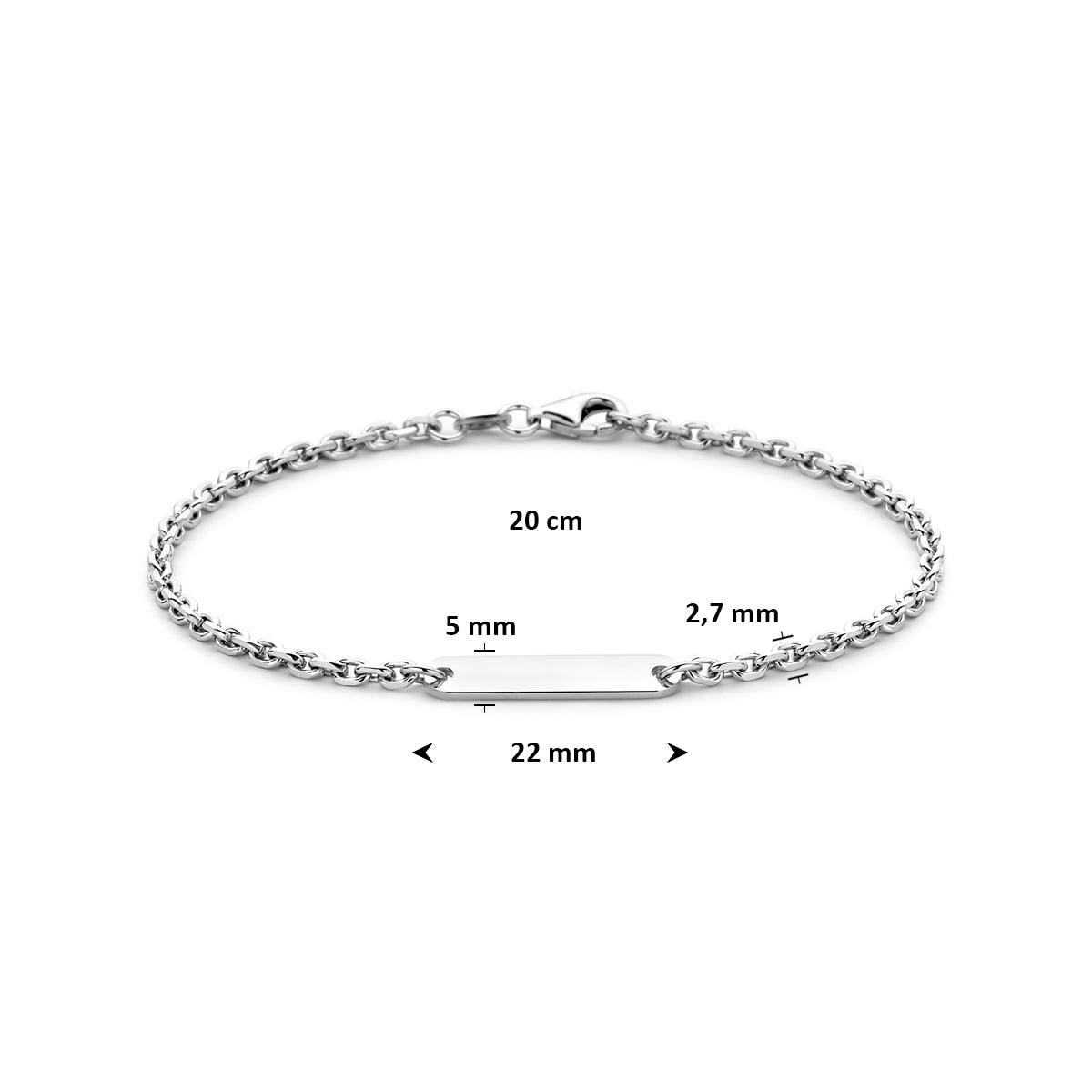 Graveerarmband zilver gerhodineerd 22 mm