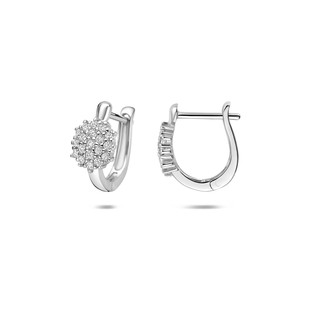Klapoorringen zirkonia zilver gerhodineerd 12,5 mm