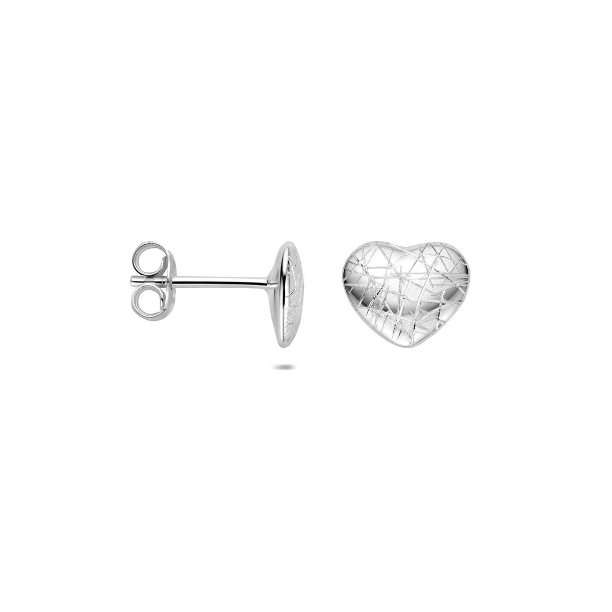 Oorknoppen gescratcht zilver gerhodineerd 7,5 mm