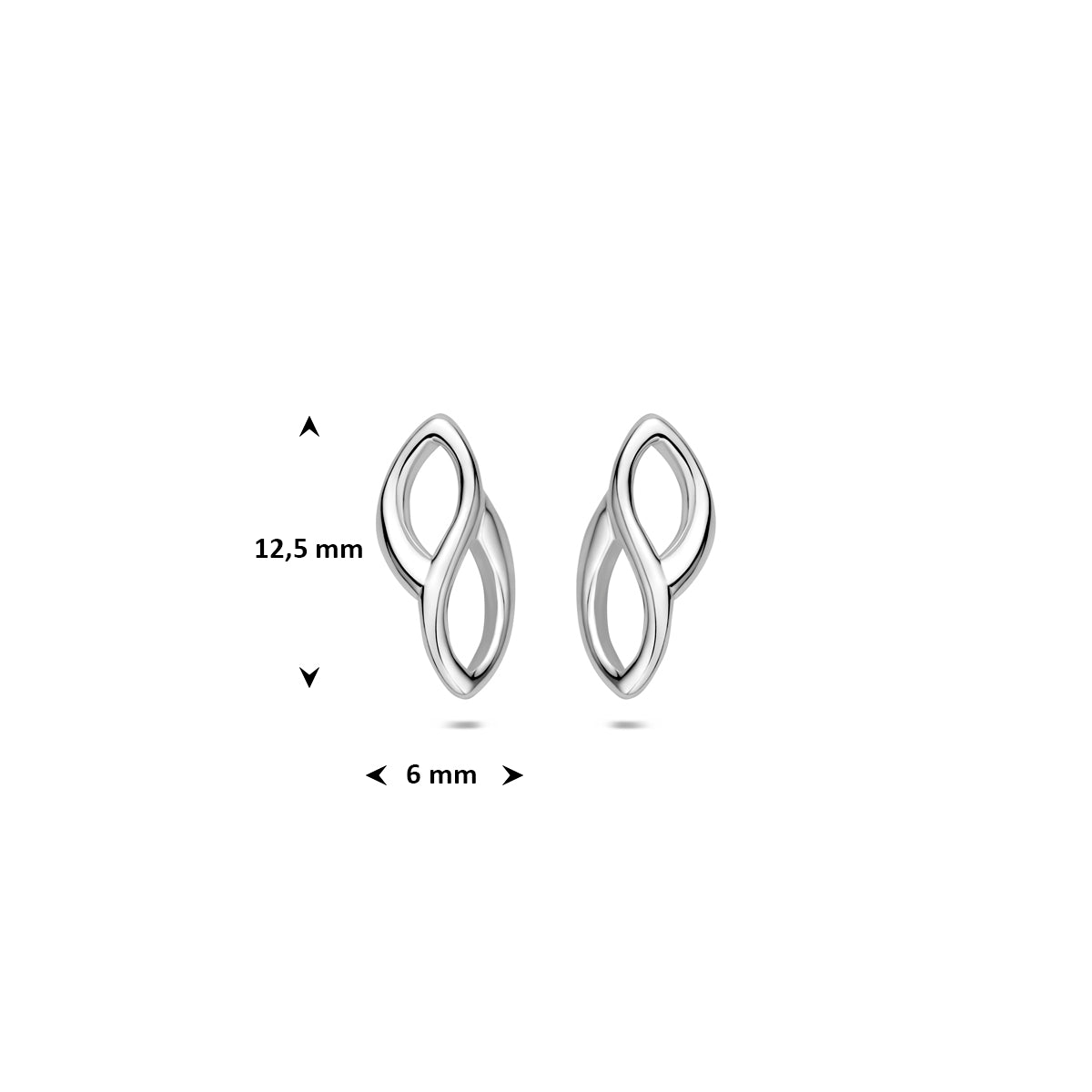 Oorknoppen zilver gerhodineerd 12,5 mm