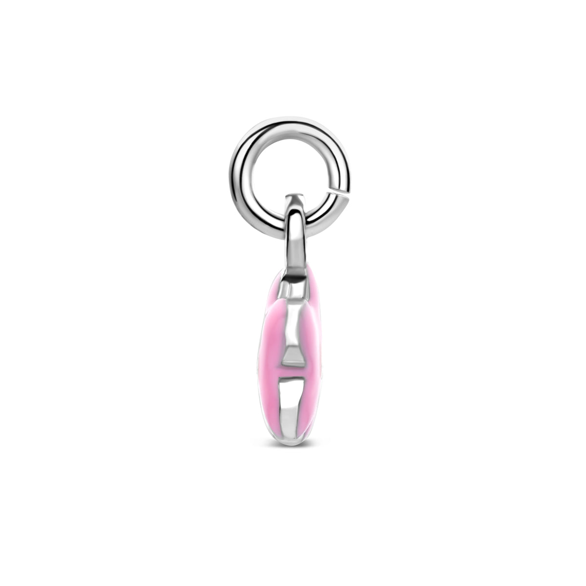 Hanger bloem emaille zilver gerhodineerd 7,5 mm