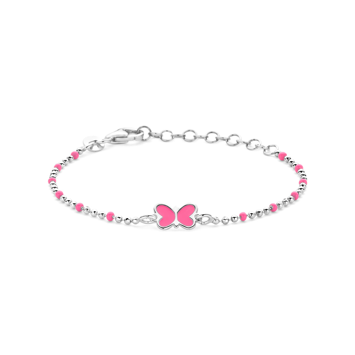Armband vlinder emaille zilver gerhodineerd 13 + 3 cm 9 mm