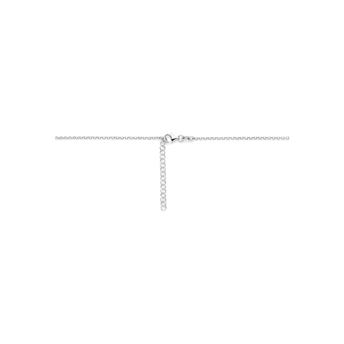 Collier bloem en hartje emaille zilver gerhodineerd 36 + 4 cm