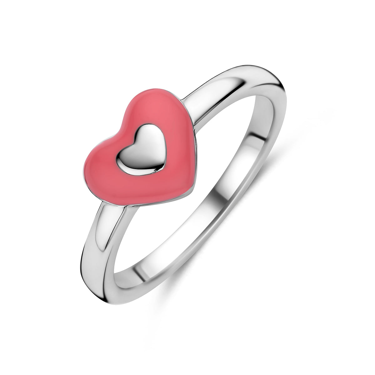 Ring emaille hartje zilver gerhodineerd