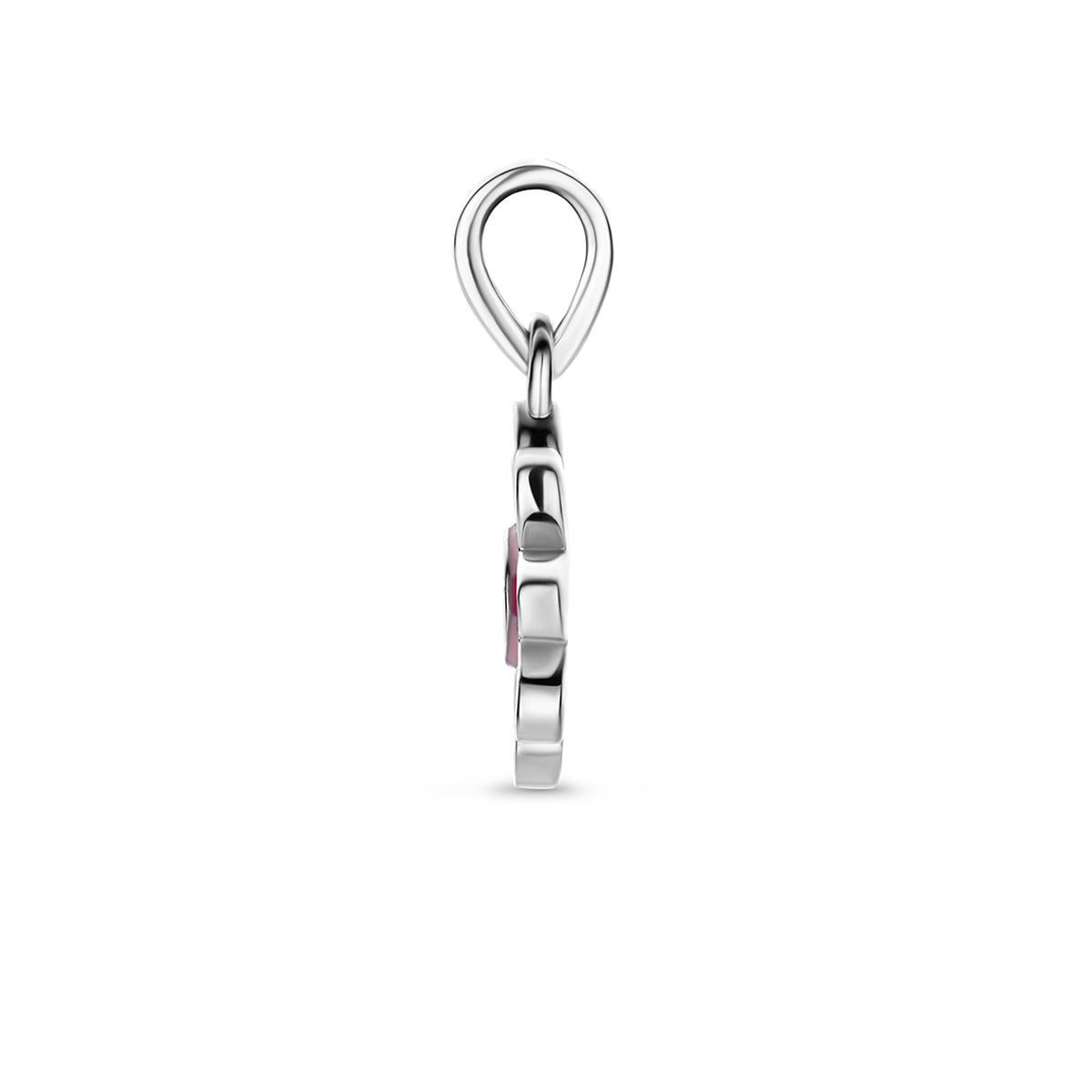 Hanger emaille bloem zilver gerhodineerd 10 mm