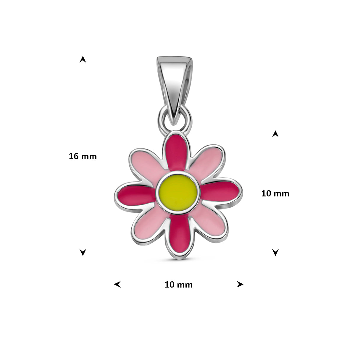 Hanger emaille bloem zilver gerhodineerd 10 mm