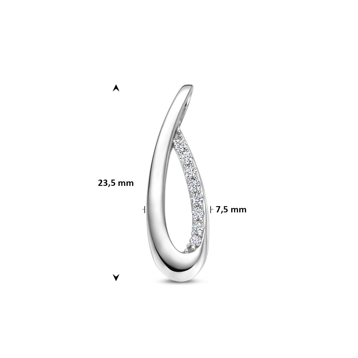 Hanger zirkonia zilver gerhodineerd 23,5 mm