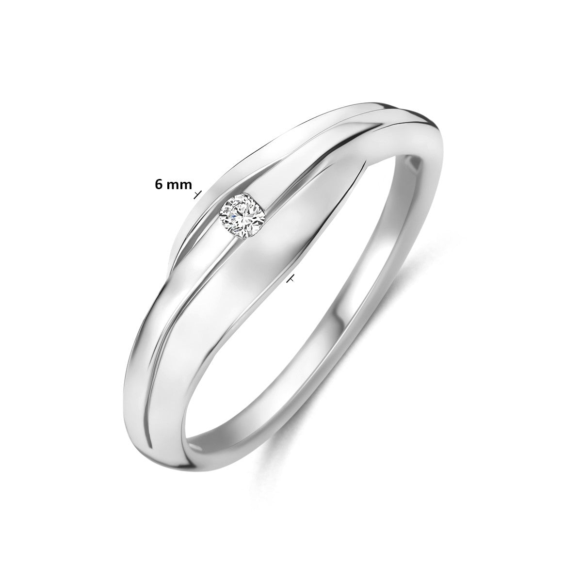 Ring lab grown diamant 0.035ct f vs zilver gerhodineerd