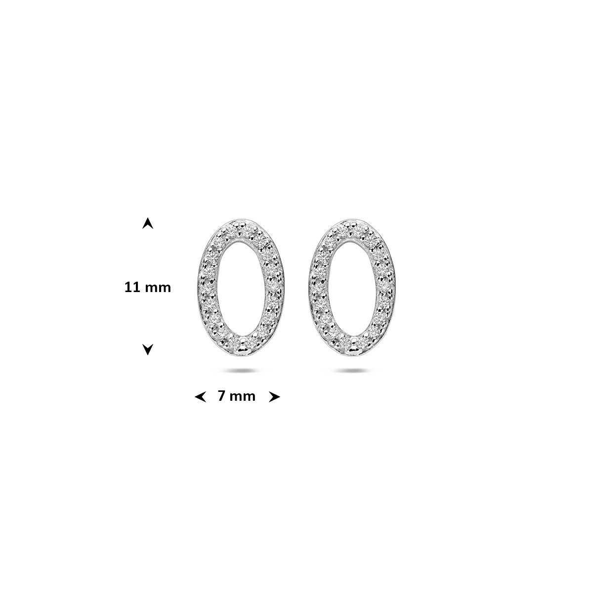 Oorknoppen zirkonia zilver gerhodineerd 11 mm