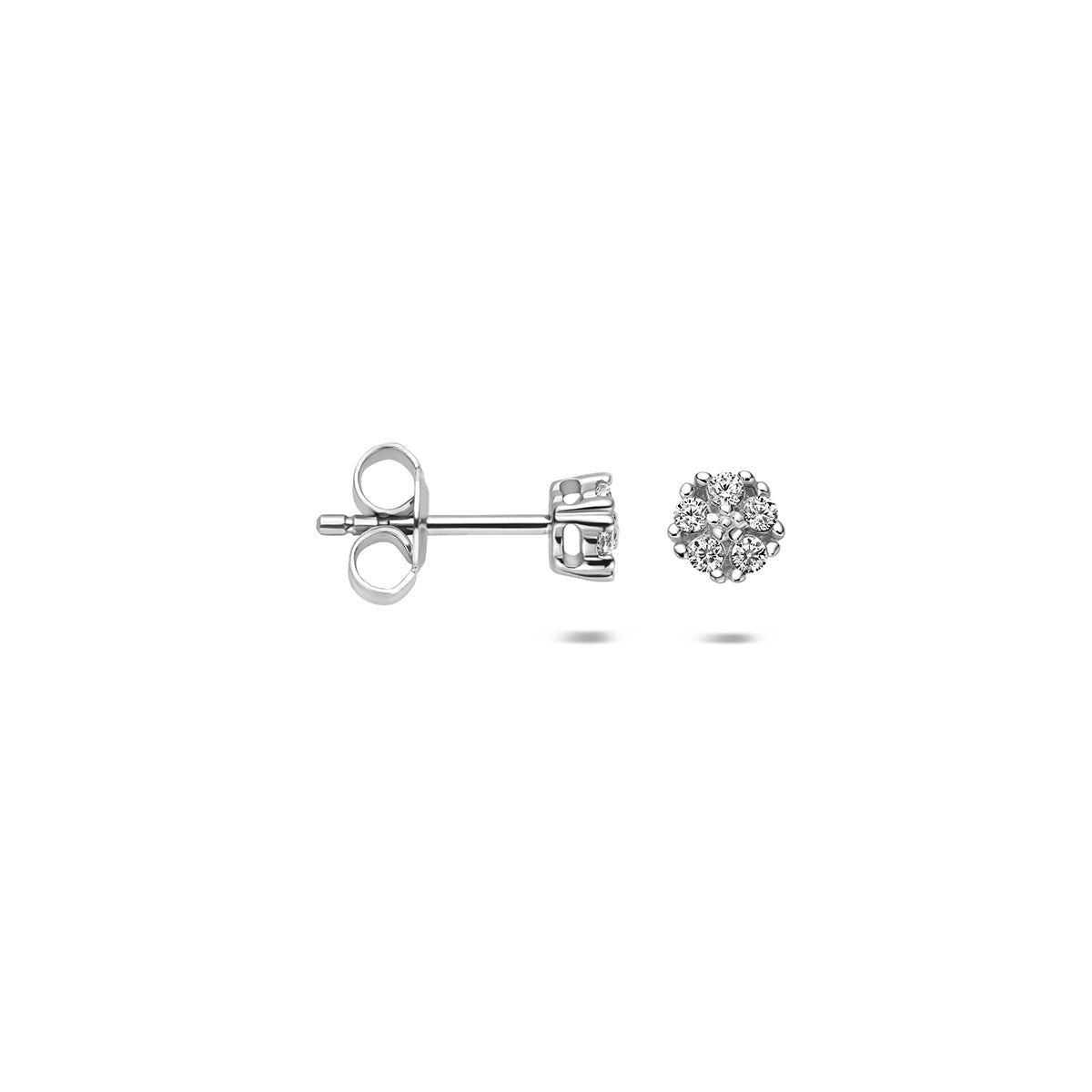 Oorknoppen zirkonia zilver gerhodineerd 5 mm